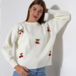 kirazlı triko hırka