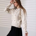 Taşlı şık triko hırka